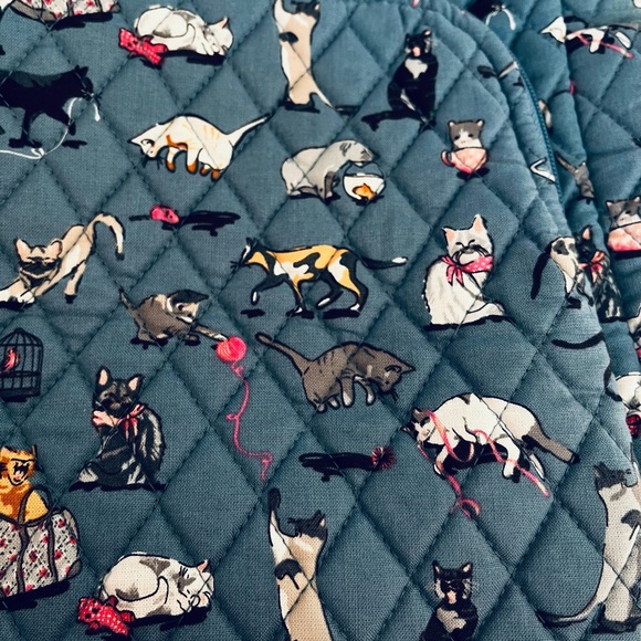 Vera Bradley Essential Large Backpack Cat’s Meow Steal Blue - Picture 7 of 13